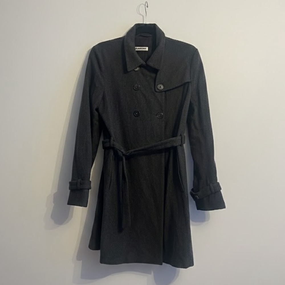 Jil Sander Gray Wool Cashmere Trench Coat Jacket size 40 vintage
